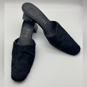 Anne Klein Collection Calf Hair Black Mules Size 8,5 Made in Italy